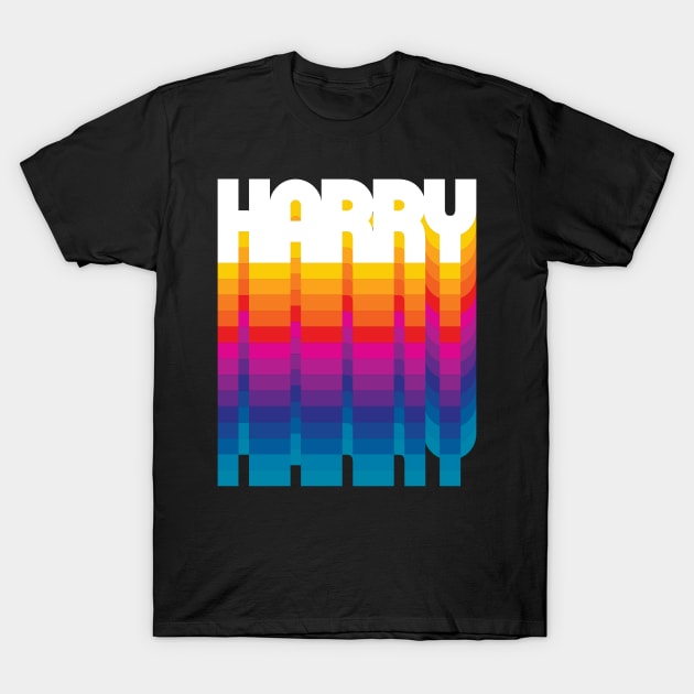 Retro Harry Proud Name Personalized Gift Rainbow Style T-Shirt by Time Travel Style